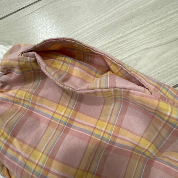 NWT Von Dutch pajama set size medium   Peach cream gingham plaid with lace top a - Picture 3 of 9
